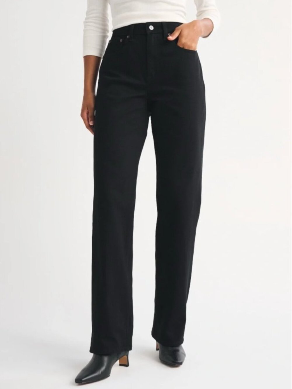 Abercrombie & Fitch Curve Love High Rise 90s Relaxed Jeans Black Size 29